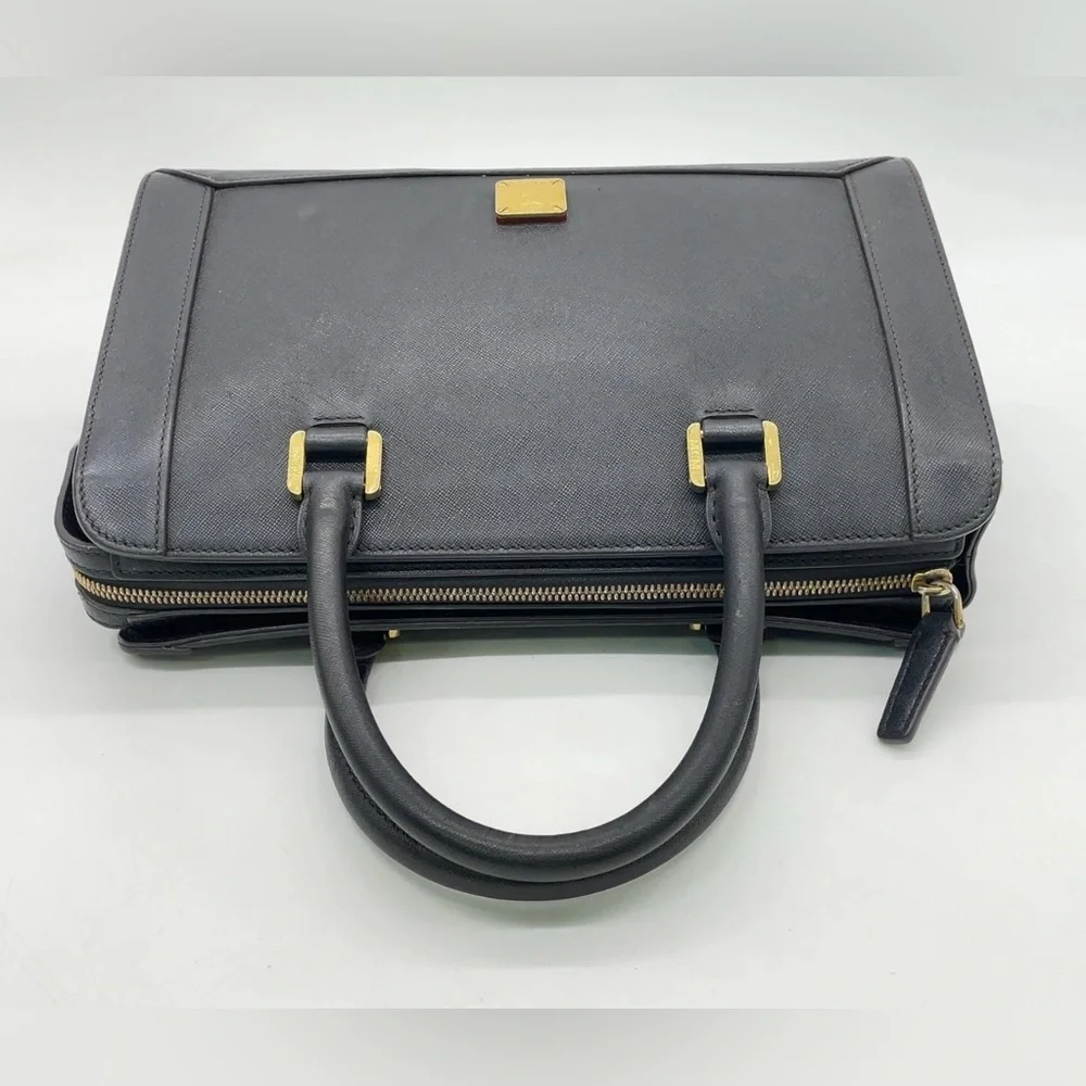 Authentic MCM Gold Hardware Leather Black 2Way Bag with crossbody strap - Picture 4 of 17
